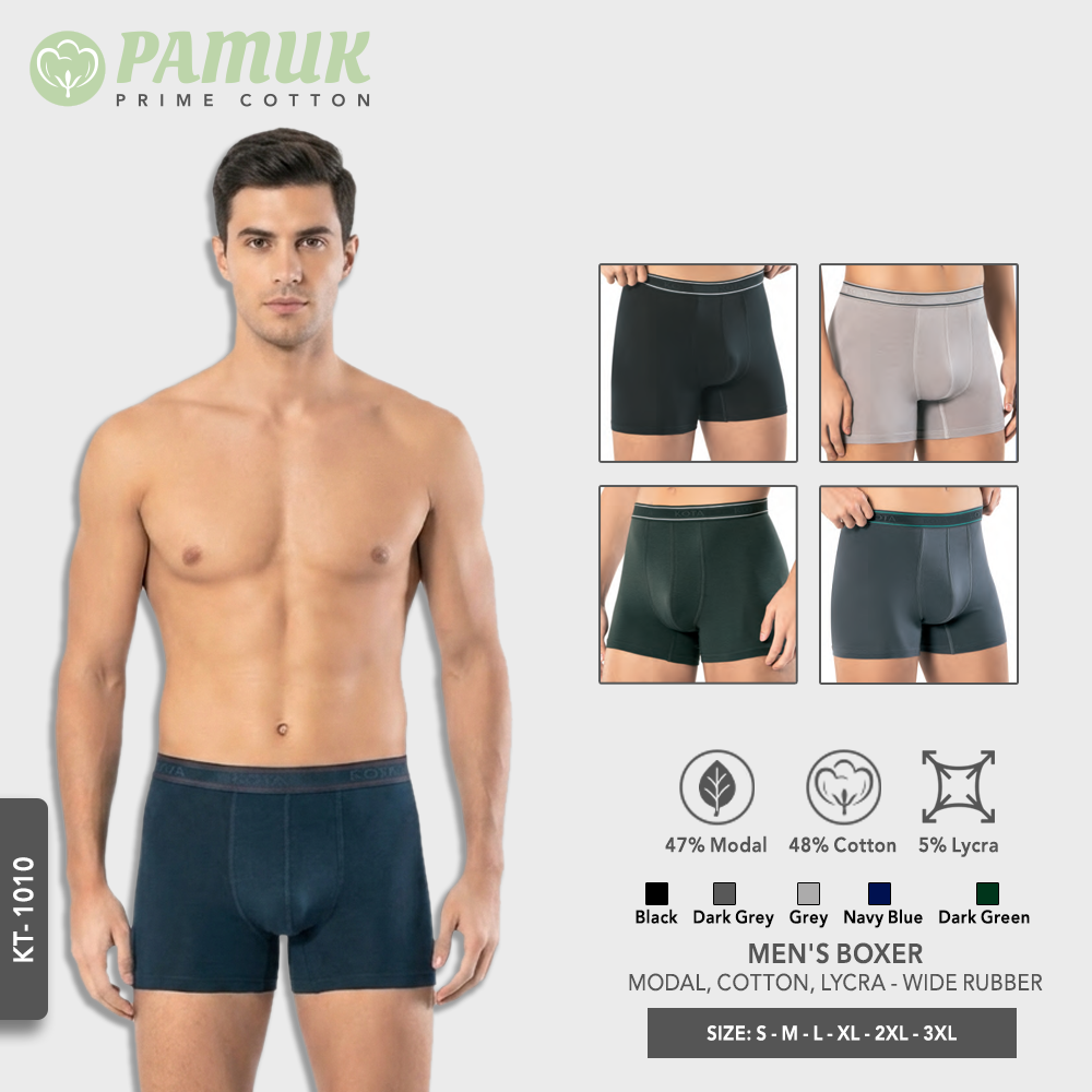 MEN'S BOXER - MODAL, COTTON, LYCRA - WIDE RUBBER (KT 1010)