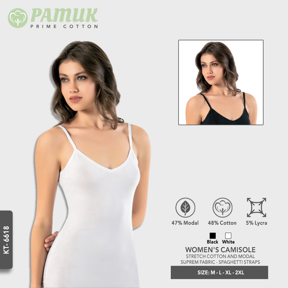 WOMEN'S CAMISOLE - STRETCH COTTON AND MODAL - SUPREM FABRIC - SPAGHETTI STRAPS (KT-6618)