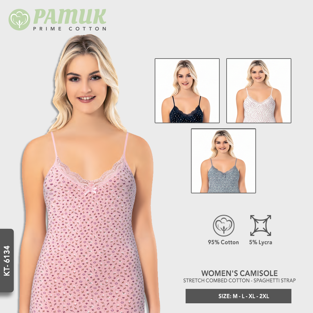 WOMEN'S CAMISOLE - STRETCH COMBED COTTON - SPAGHETTI STRAP (KT-6134)
